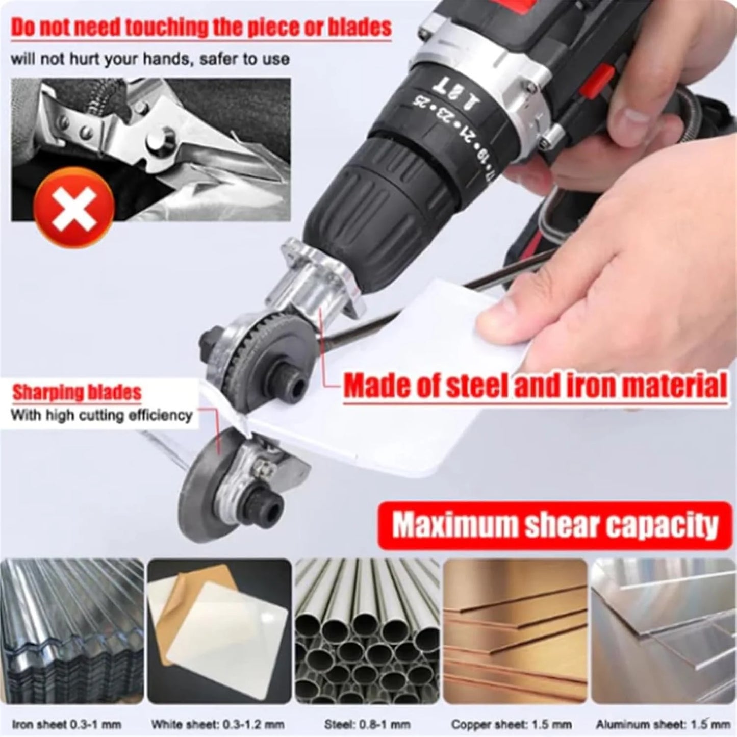 SteelCut™ – Universal Electric Drill Metal Plate Cutter