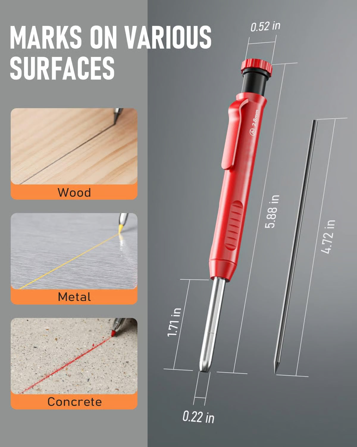 TimberTrace™– Carpenters Pencil with Sharpener